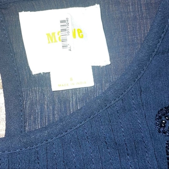 Maeve Anthropologie Helene Embellished Navy Blue Peplum Blouse - Picture 3 of 4